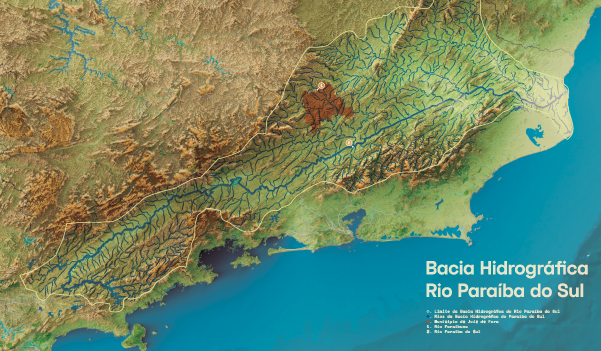 Map of the Paraíba do Sul river basin, in southeast Brazil